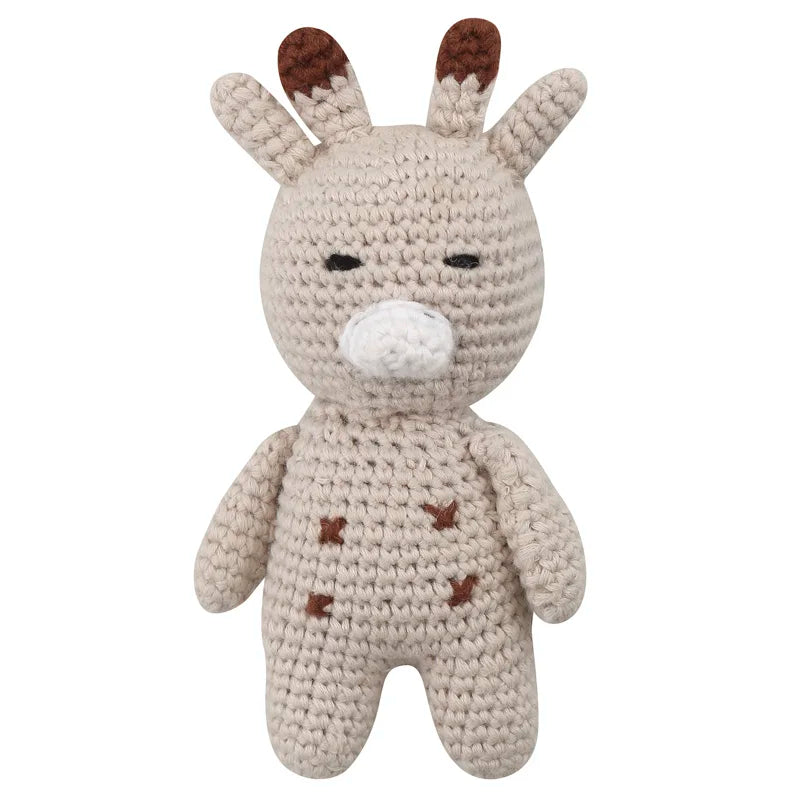 1Pc Wooden Crochet Bunny Rattle Toy Wood Ring Baby Teether Rodent Baby Gym Mobile Rattles Custom Name Educational Toys