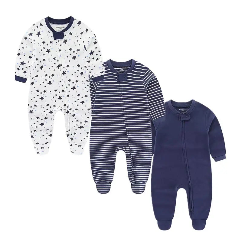 Kiddiezoom 3 Pcs/Lot Autumn Winter Unisex Fashion Long Sleeve Baby Boy Girl Romper 100%Cotton Soft Newborn Jumpsuits Clothing
