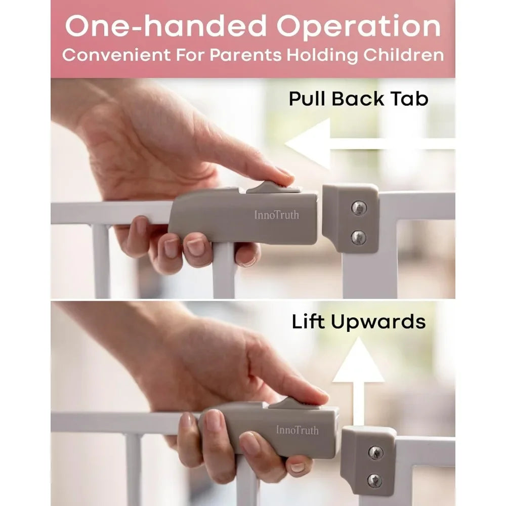 28.9-42.1" Wide Baby Gate for Stairs, 30" Tall Dog Gates for Doorways Expandable One-Hand Open