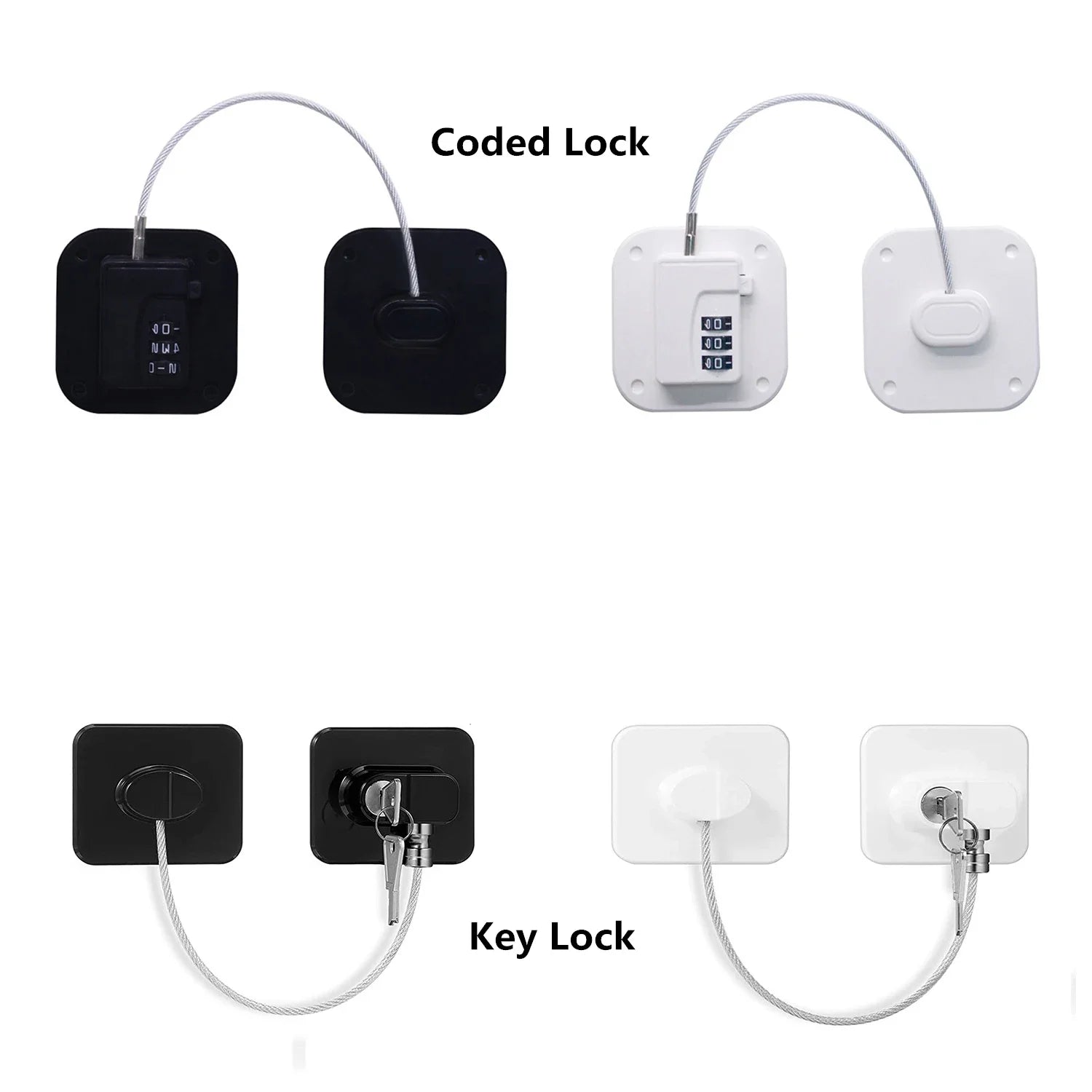 Baby Safety Lock with Keys or Code, Refrigerator, Cabinet & Closet Door Locks