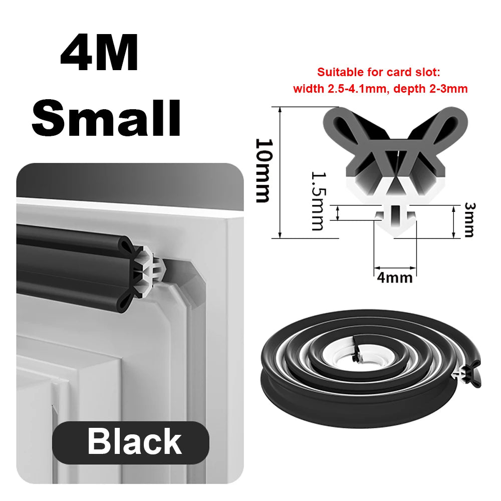 4M Plastic Steel Window Sealing Strip Flexible TPE Window Gap Insulation Weatherstrip Bilateral Windproof Dustproof Strip