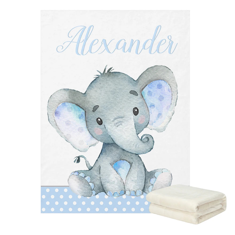 LVYZIHO Baby Boy Crib Sheet Set, Custom Name Blue Elephant Cirb Bedding Set, Baby Shower Gift Bedding Set