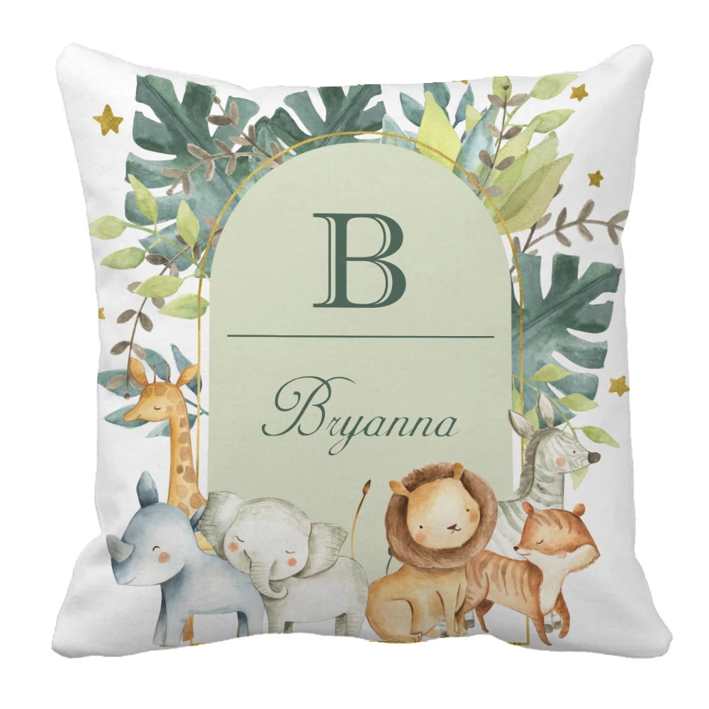 LVYZIHO Jungle Animals Boys Custom Name Baby Bedding Set, Birthday Gift Toddler Gift Bedding Set, Baby Shower Bedding Set