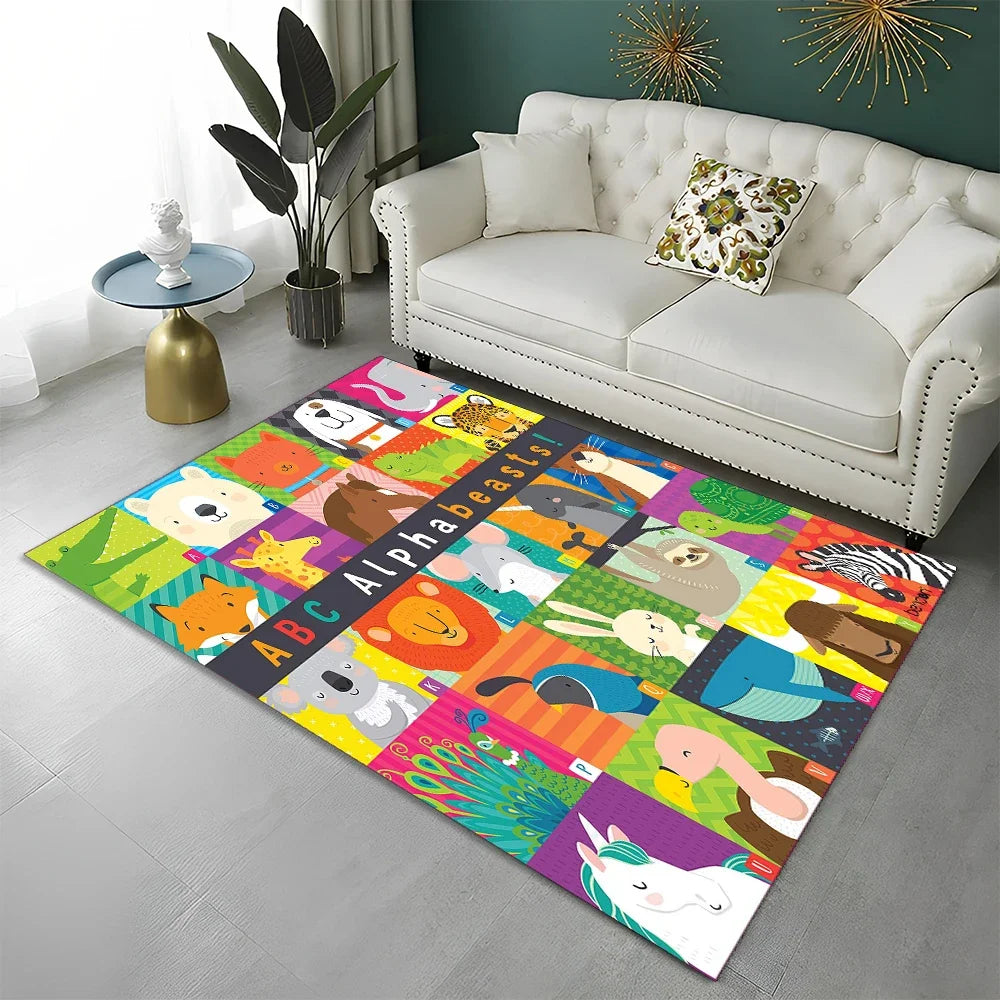 ABC Early Education Cartoon Kids Playroom Alphabet Children Crawling Area Rug,Carpet for Living Room Bedroom Sofa,Non-slip Mat