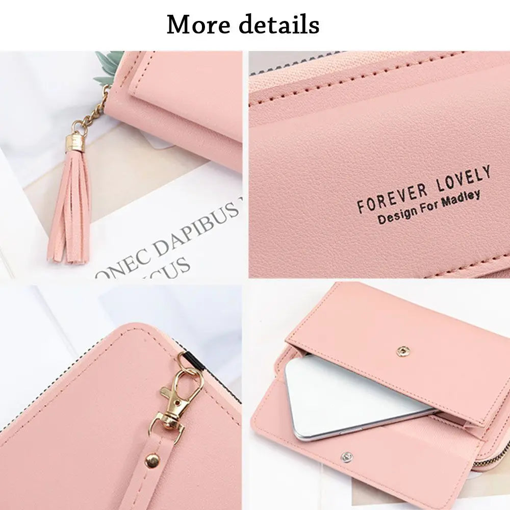 Women Shoulder Strap Bag Multifunction Long Wallet Fashion Tassel Handbags Card Holder Ladies Small Crossbody Cell Phone Bag