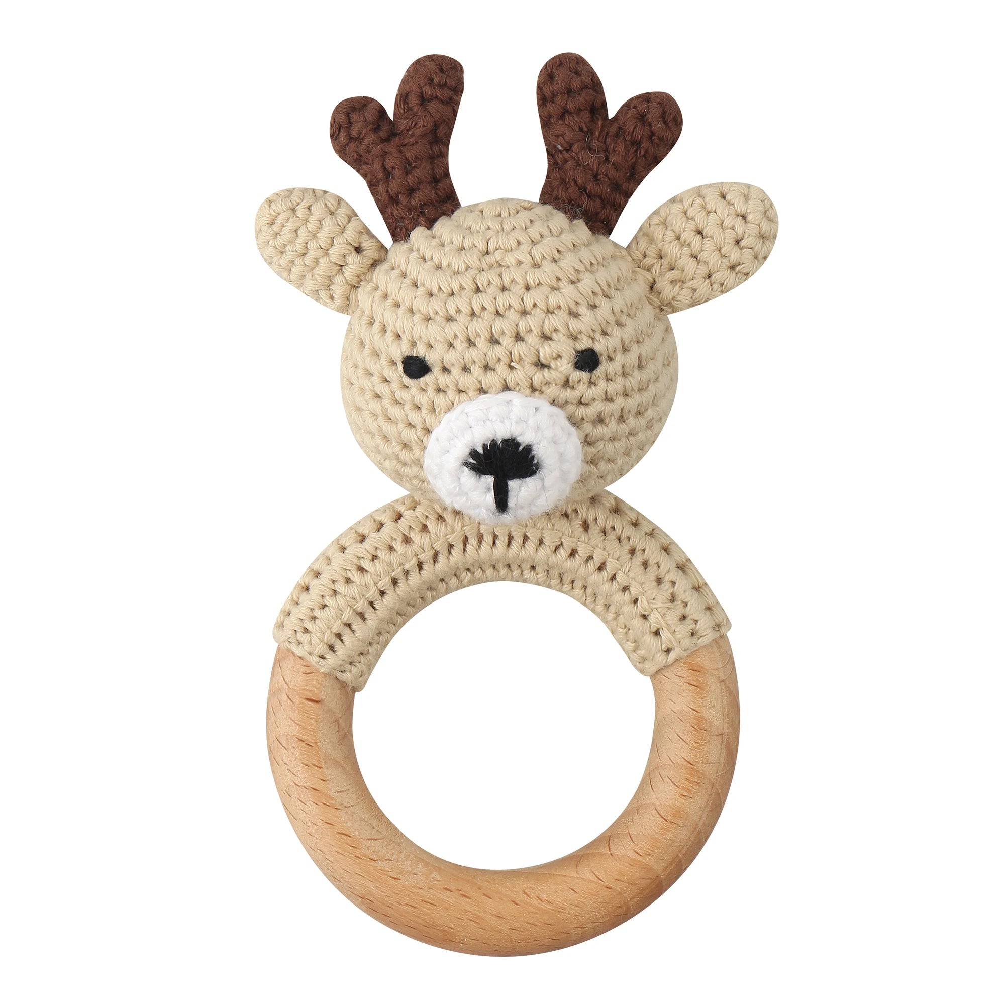 1Pc Wooden Crochet Bunny Rattle Toy Wood Ring Baby Teether Rodent Baby Gym Mobile Rattles Custom Name Educational Toys
