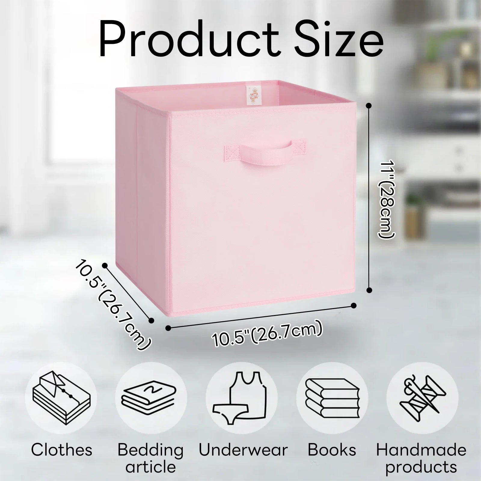 Fabric Storage Cubes,Toy Bin,Colored Storage Cube Organizer Bins,Collapsible Storage Baskets for Clothes,Books,Toys,6-Pack