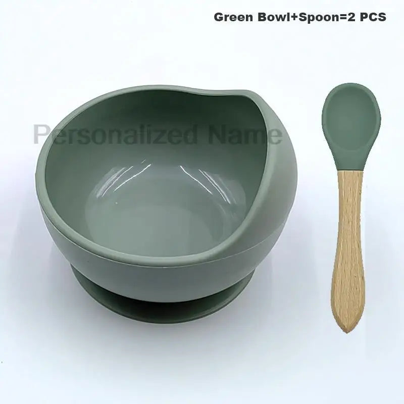 Free custom logo 2 Pcs Baby Spoon Bowls Silicone Stay up Food Bowl for Kids and Toddlers with Improved Super Suction Base Gift