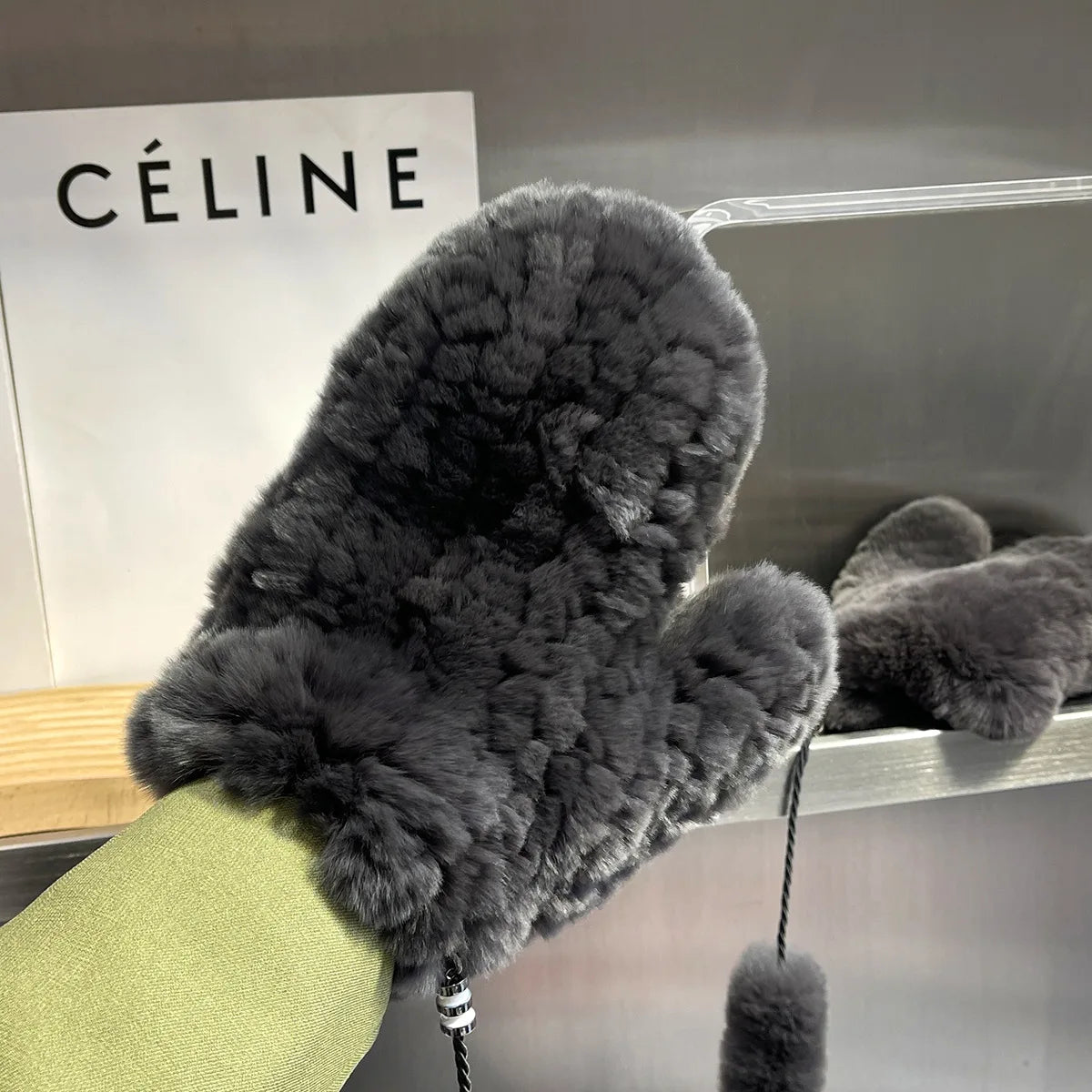 Hot Sale Winter Girl Natural Real Rex Rabbit Fur Gloves Good Elastic Knitted Rabbit Fur Mittens Lady Real Rex Rabbit Fur Gloves