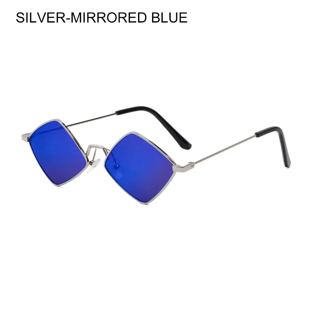 Summer Women Sunglasses Irregular Vintage Small Frame Rhombus Ladies Sunglasses Shades Retro Alloy Eyewear Black