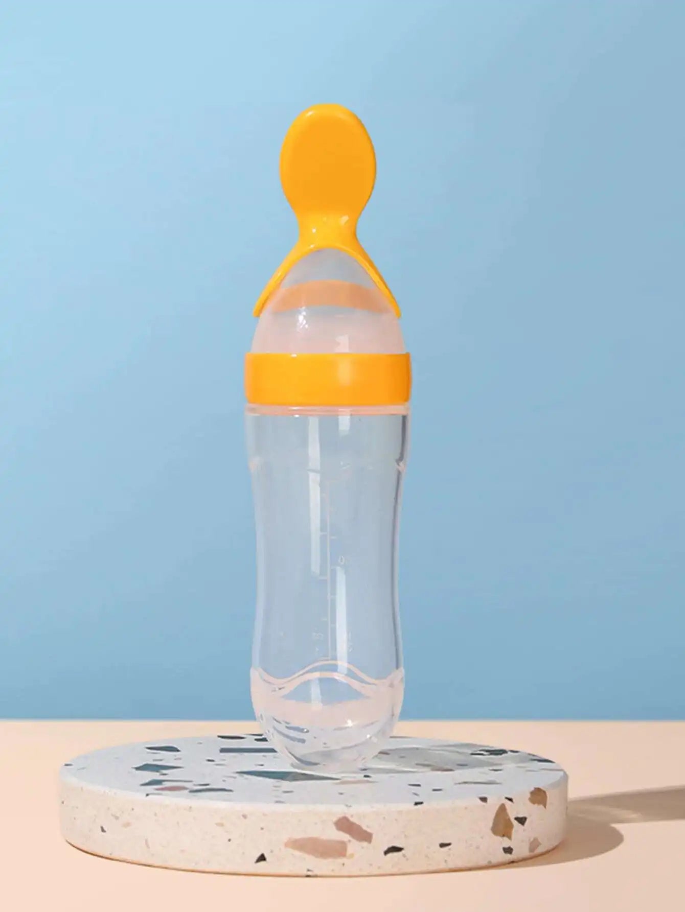 1pc Baby Rice Paste Spoon, Milk Bottle-Shaped Baby Squeeze Spoon, Infant Feeding Bottle For Newborn Rice Paste, Silicone Feeding