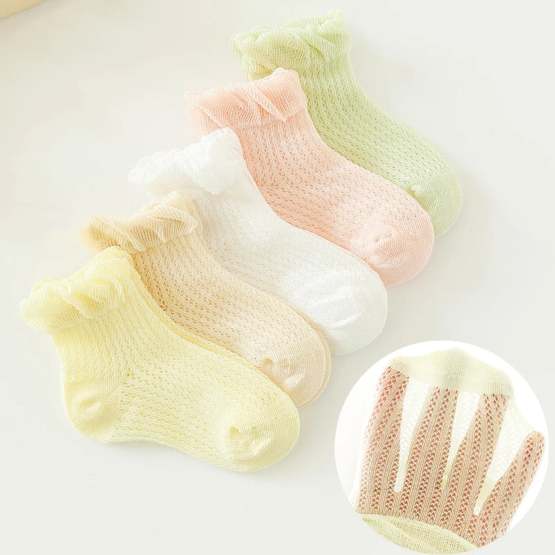 5 Pairs/lot Children Ultrathin Mesh Socks Baby Boys Girls Summer Cute Cotton Breathable Thin Soft Boat Socks Kids Socks