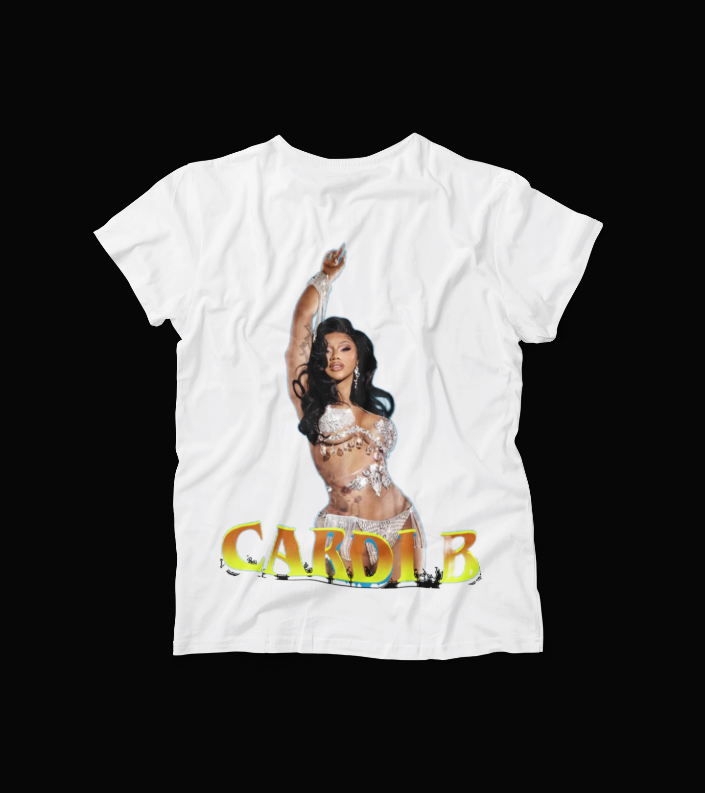 Cardi B Inspired T-Shirt – Fan Graphic Tee – Bold Performance Pose on Red Shirt – Hip Hop Celebrity Style Apparel