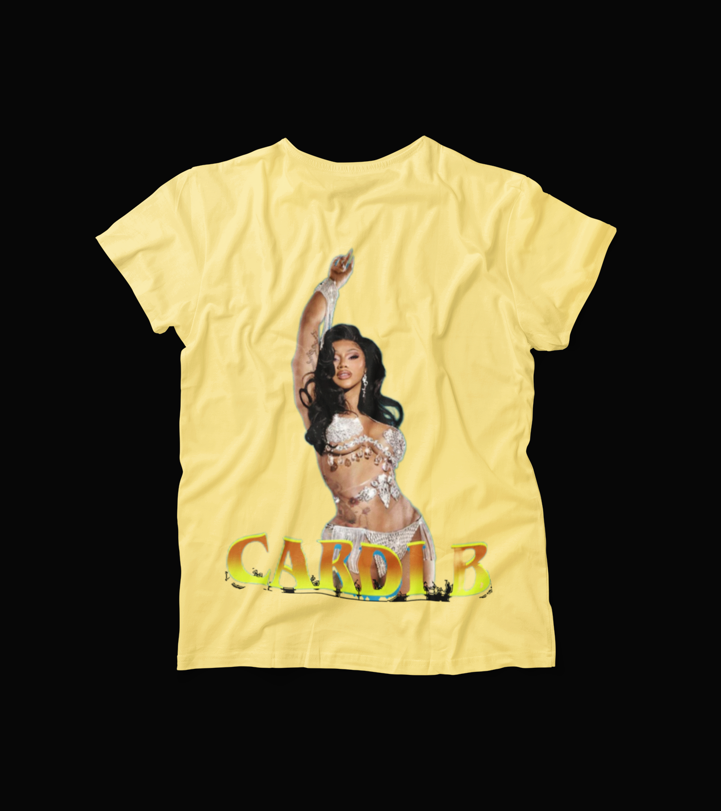 Cardi B Inspired T-Shirt – Fan Graphic Tee – Bold Performance Pose on Red Shirt – Hip Hop Celebrity Style Apparel