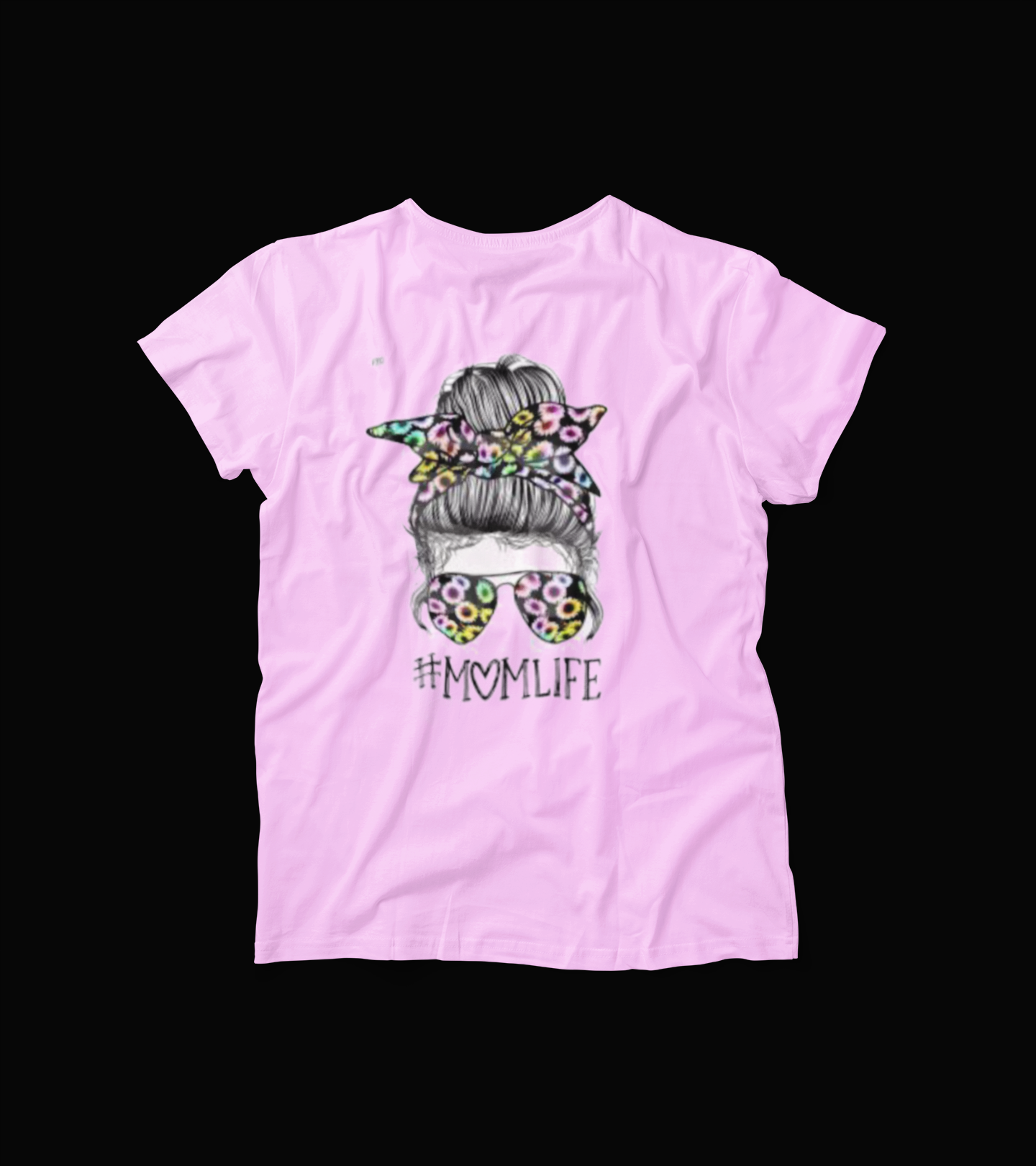 #MomLife T-Shirt – Messy Bun Leopard Print Glasses Tee – Colorful Funny Motherhood Shirt – Cute Mom Life Top